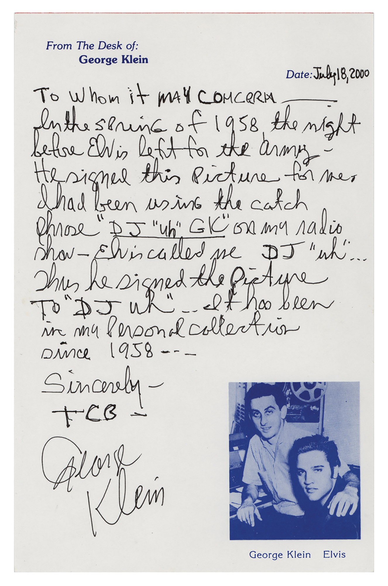 Lot #763 Elvis Presley Signed Oversized Photograph - Image 2