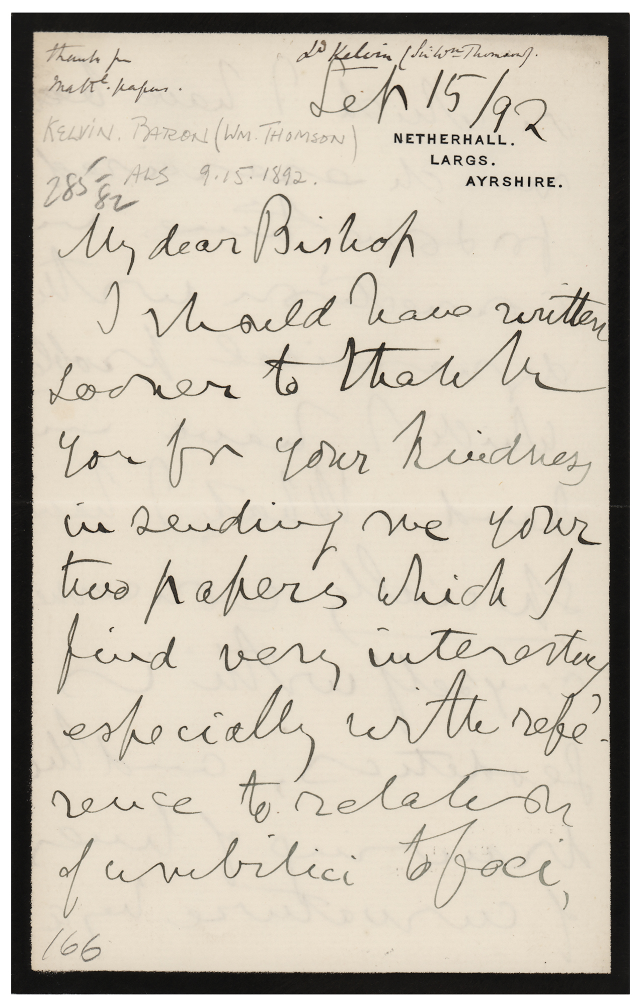 Lot #411 William Thomson, 1st Baron Kelvin Autograph Letter Signed
