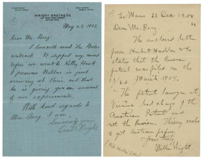 Lot #523 Wilbur and Orville Wright (2) Autograph Letters Signed - Image 1