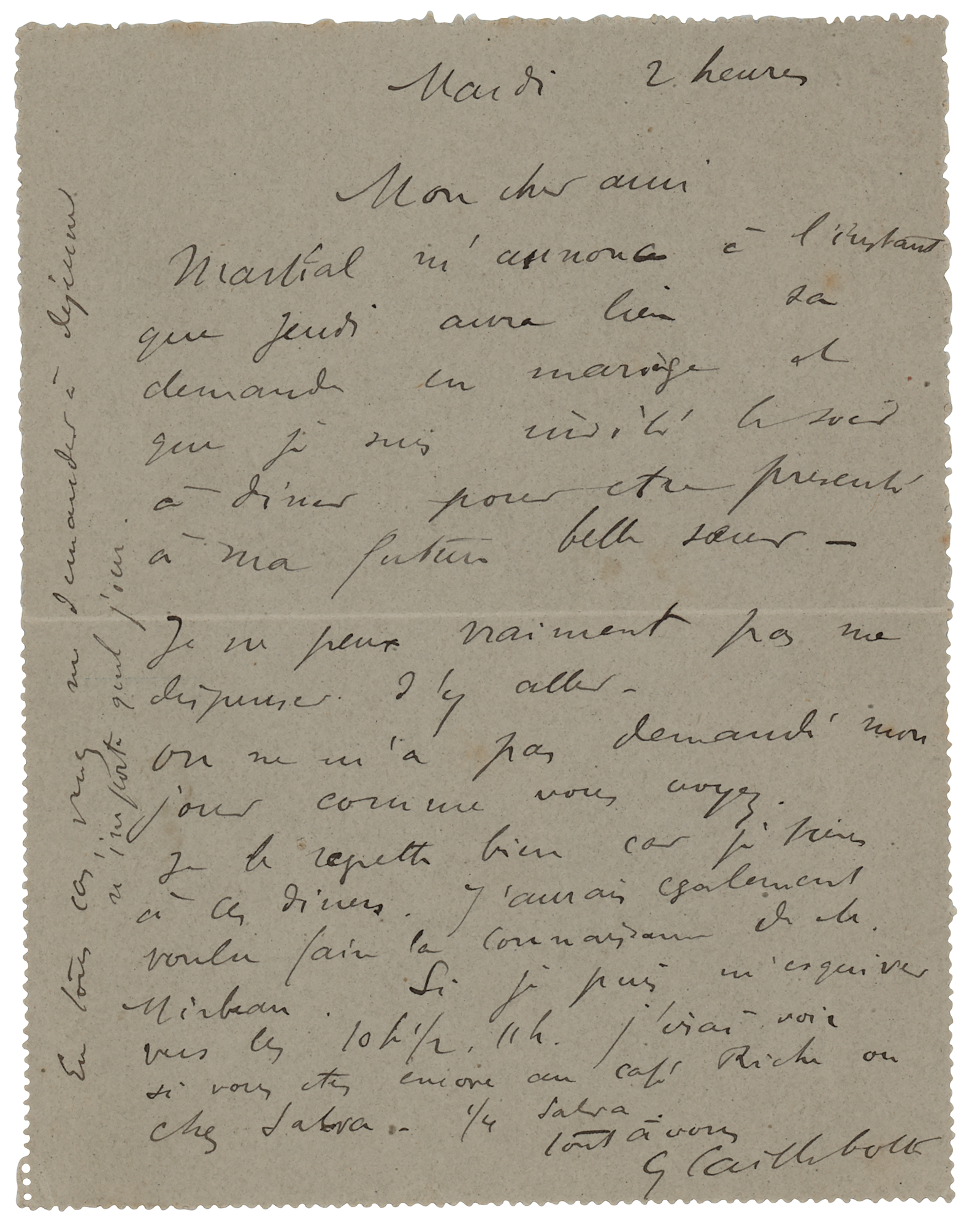 Lot #633 Gustave Caillebotte Autograph Letter Signed
