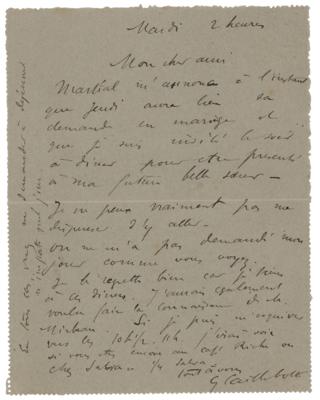 Lot #633 Gustave Caillebotte Autograph Letter