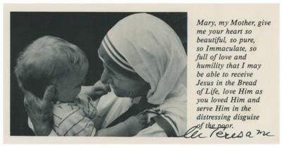 Lot #332 Mother Teresa Signed Prayer Slip - Image 1