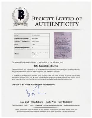 Lot #578 John Glenn Autograph Letter Signed - Image 2