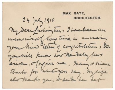 Lot #694 Thomas Hardy Autograph Letter Signed - Image 2