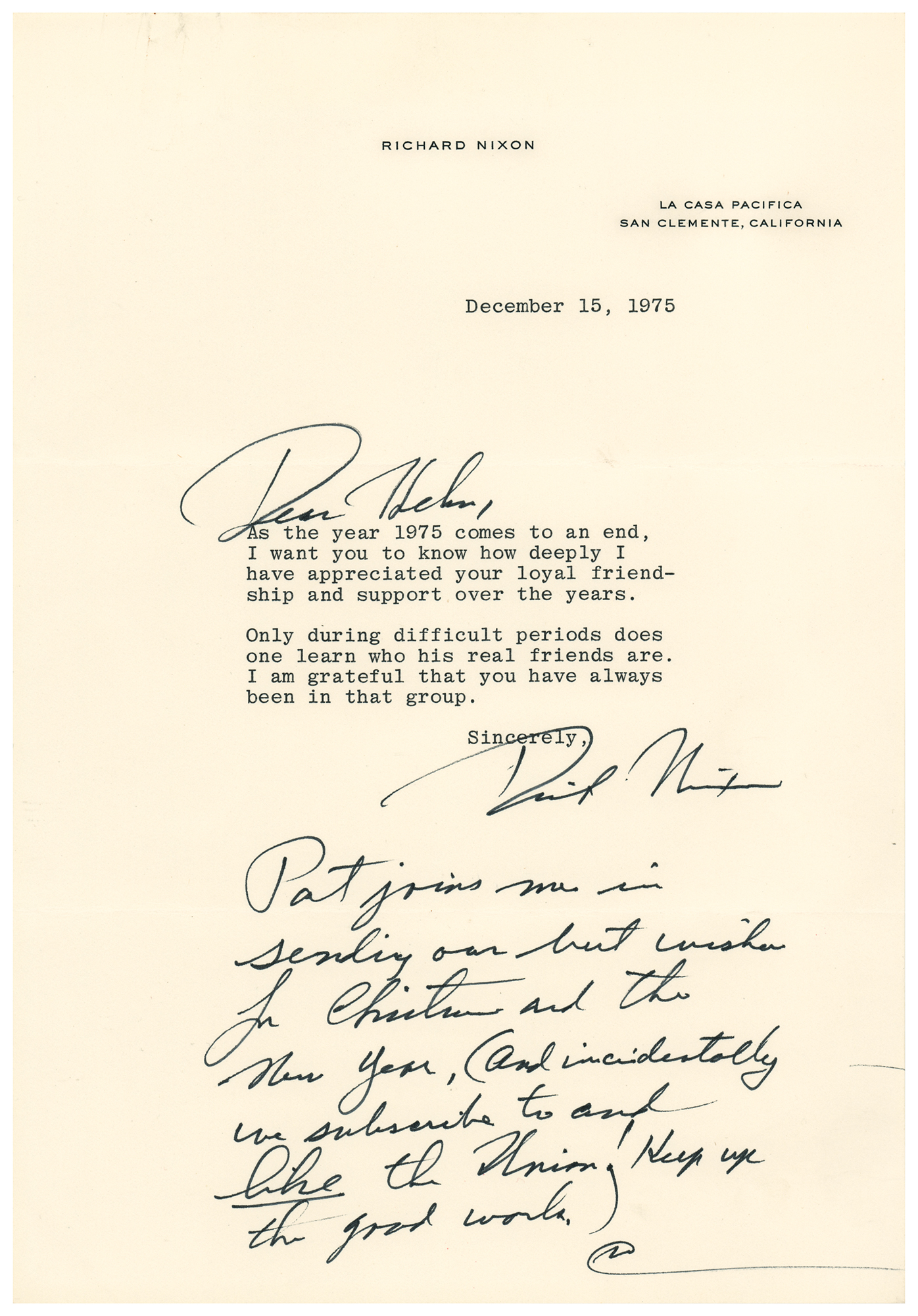 Lot #24 Richard Nixon (2) Typed Letters Signed