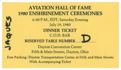 Lot #536 Neil Armstrong, Charles Conrad, and Jimmy Stewart Signed Aviation Hall of Fame Ticket - Image 2
