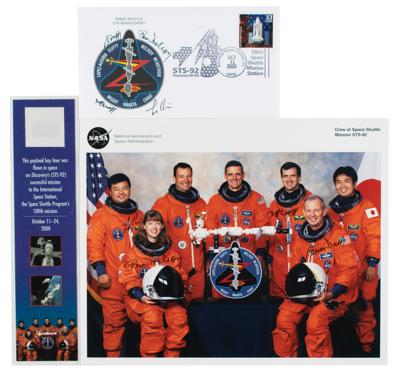 Lot #624 STS-92 (2) Signed Items and Flown Payload Bay Liner - Image 1