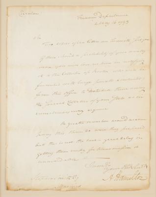 Lot #98 Alexander Hamilton Letter Signed as Treasury Secretary - Image 2