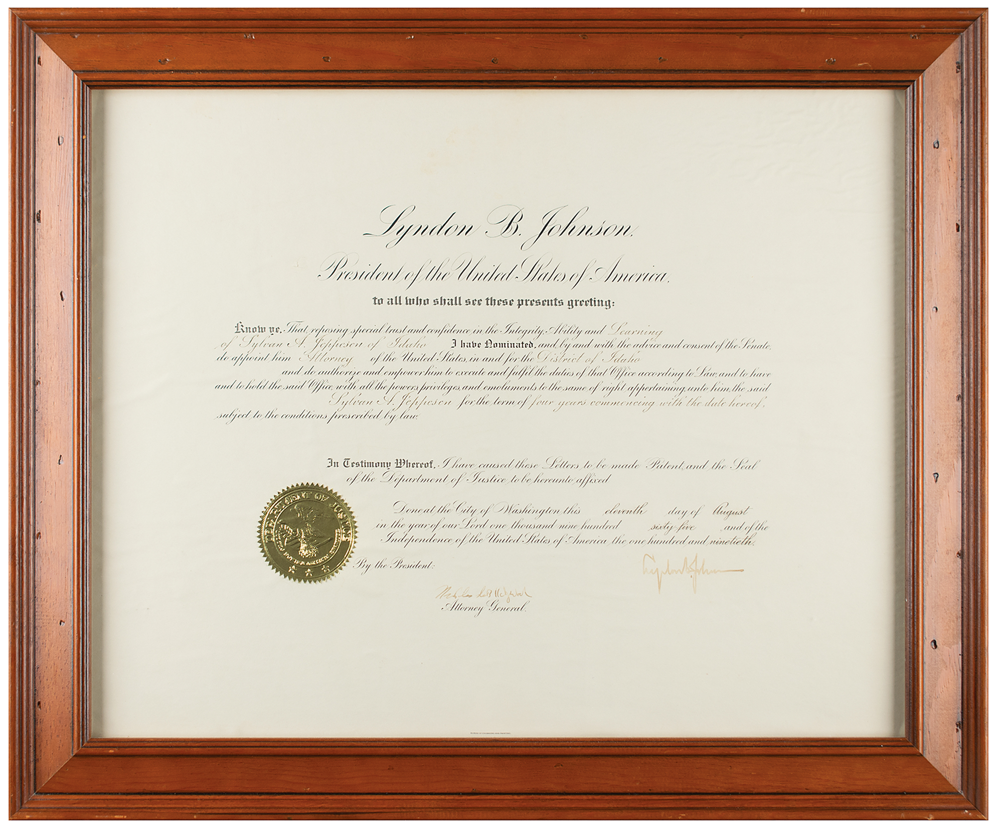 Lot #23 Lyndon B. Johnson Document Signed as President