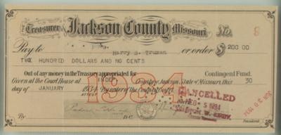 Lot #86 Harry S. Truman Signed Check - Image 1