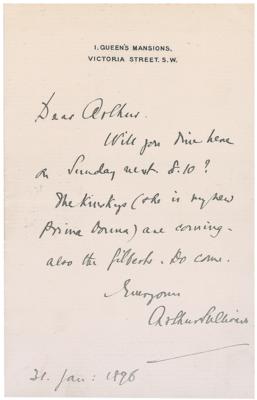 Lot #800 Arthur Sullivan Autograph Letter Signed