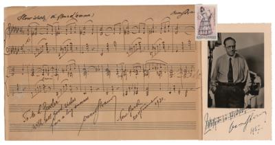 Lot #798 Oscar Straus Autograph Musical Quotation Signed and Signed Photograph - Image 1
