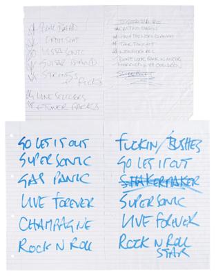 Lot #761 Oasis: Noel Gallagher (4) Handwritten Song and Equipment Lists - Image 1