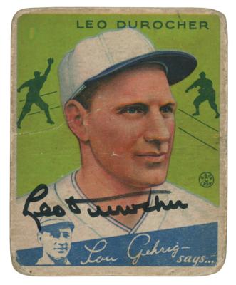 Lot #957 Leo Durocher Signed 1934 Goudey #7 Baseball Card - Image 1