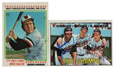 Lot #997 Brooks and Frank Robinson (2) Signed Baseball Cards