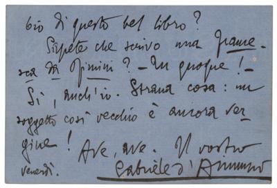 Lot #712 Gabriele D'Annunzio Autograph Letter Signed