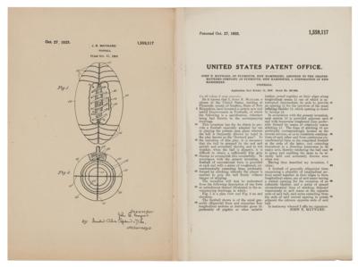 Lot #320 John E. Maynard Football Patent Lithograph - Image 1