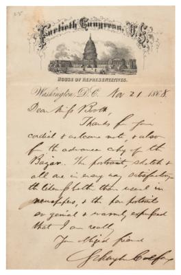 Lot #223 Schuyler Colfax Autograph Letter Signed and Free Frank