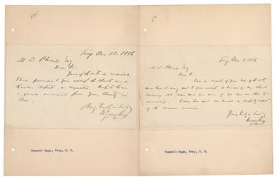Lot #370 Russell Sage (2) Autograph Letters Signed - Image 1