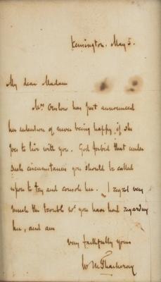 Lot #729 William Makepeace Thackeray Autograph Letter Signed - Image 2