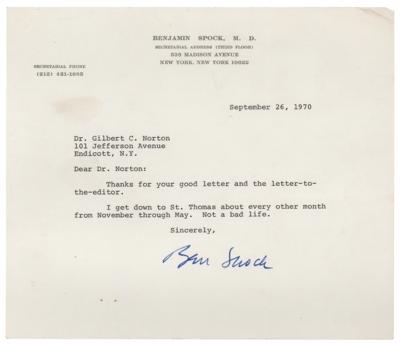 Lot #391 Benjamin Spock Typed Letter Signed - Image 1