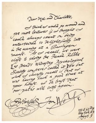 Lot #731 Tom Wolfe Autograph Letter Signed