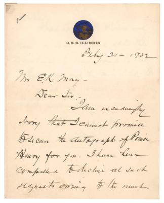 Lot #474 Robley D. Evans Autograph Letter Signed - Image 1