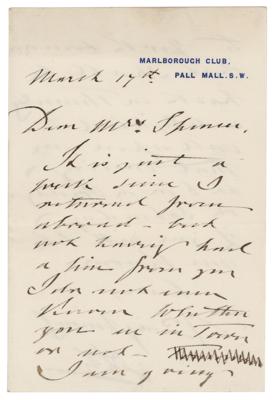Lot #293 King Edward VII Autograph Letter Signed