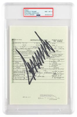 Lot #89 Donald Trump Signed Mock Birth Certificate