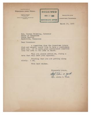 Lot #518 Sgt. Alvin C. York Typed Letter Signed