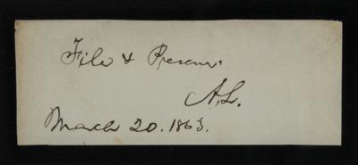 Lot #11 Abraham Lincoln Autograph Notation Initialed as President - Image 2