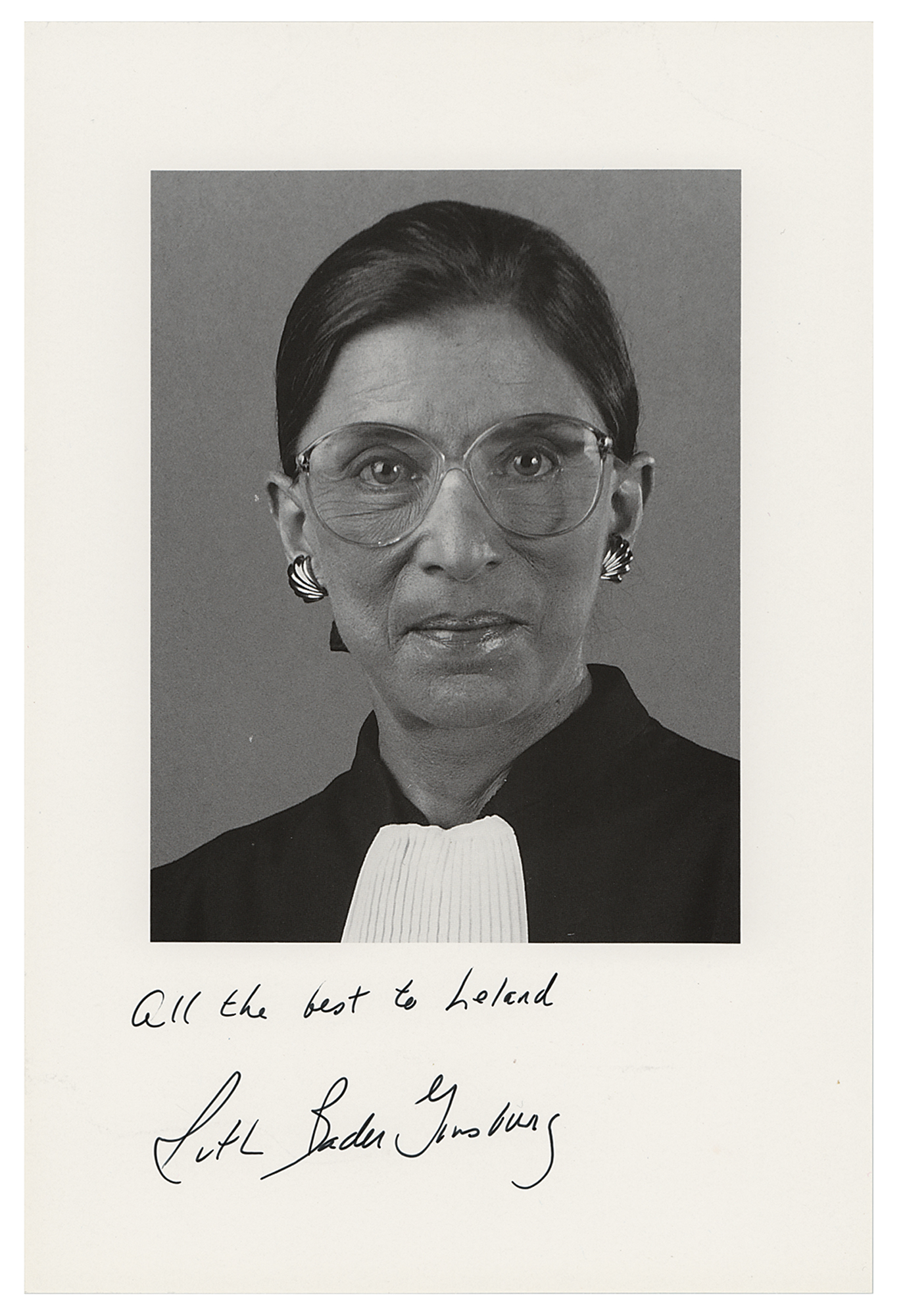 Lot #253 Ruth Bader Ginsburg Signed Photograph