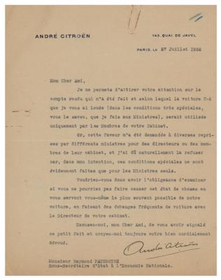 Lot #111 Andre Citroen Typed Letter Signed - Image 1