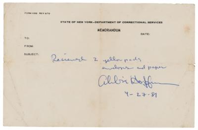 Lot #266 Abbie Hoffman Document Signed - Image 1