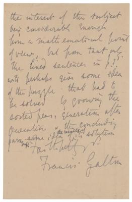 Lot #245 Francis Galton Autograph Letter Signed - Image 2
