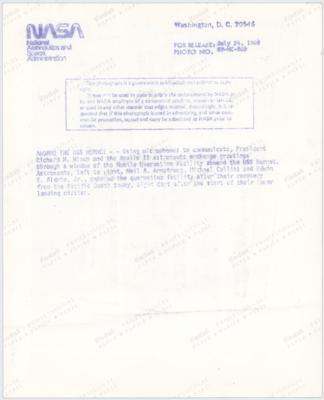 Lot #539 Apollo 11 and Richard Nixon Signed Photograph - Image 2