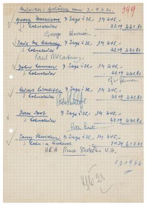 Lot #748 Beatles Signed 1961 Hamburg Pay Receipt