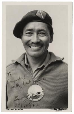 Lot #337 Tenzing Norgay Signed Photograph