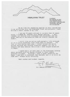 Lot #264 Edmund Hillary Typed Letter Signed