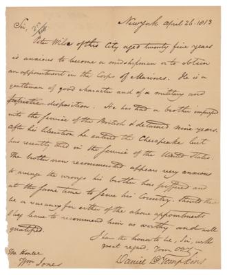 Lot #513 War of 1812: Daniel D. Tompkins Autograph Letter Signed - Image 1