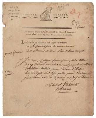 Lot #487 Francois Christophe de Kellermann Letter Signed