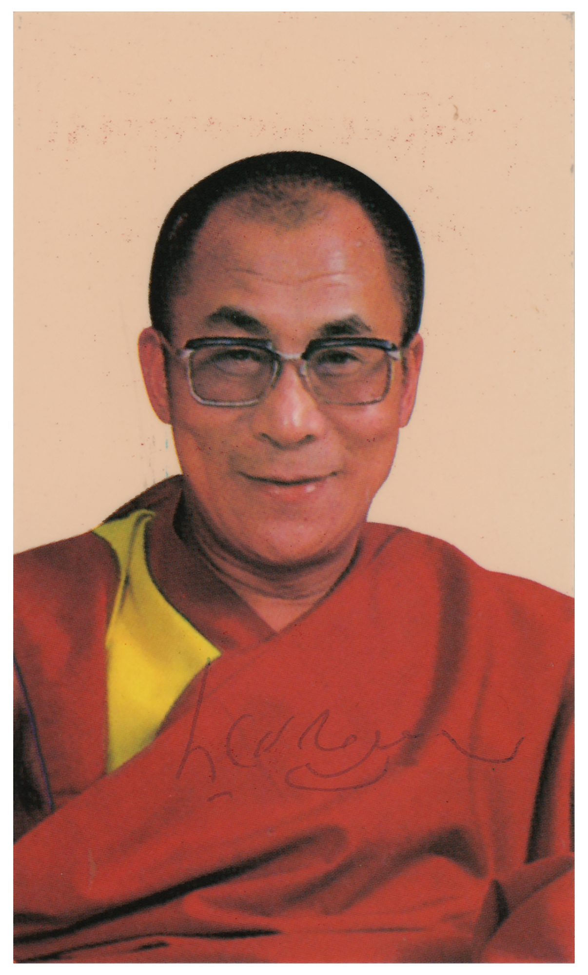 Lot #230 Dalai Lama Signed Prayer Card