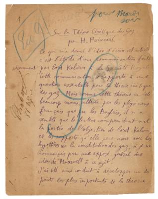 Lot #147 Henri Poincare Autograph Manuscript Signed