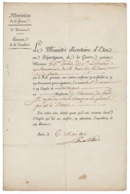 Lot #462 Henri Jacques Guillaume Clarke Document Signed - Image 1