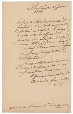 Lot #488 Charles-Malo de Lameth Autograph Letter Signed