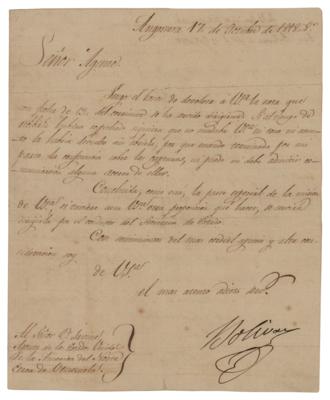 Lot #161 Simon Bolivar Letter Signed - Image 1
