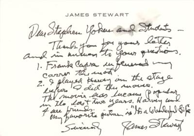Lot #5388 James Stewart Autograph Letter Signed