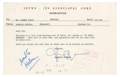 Lot #5072 Francis Ford Coppola Typed Memo Signed - Image 1