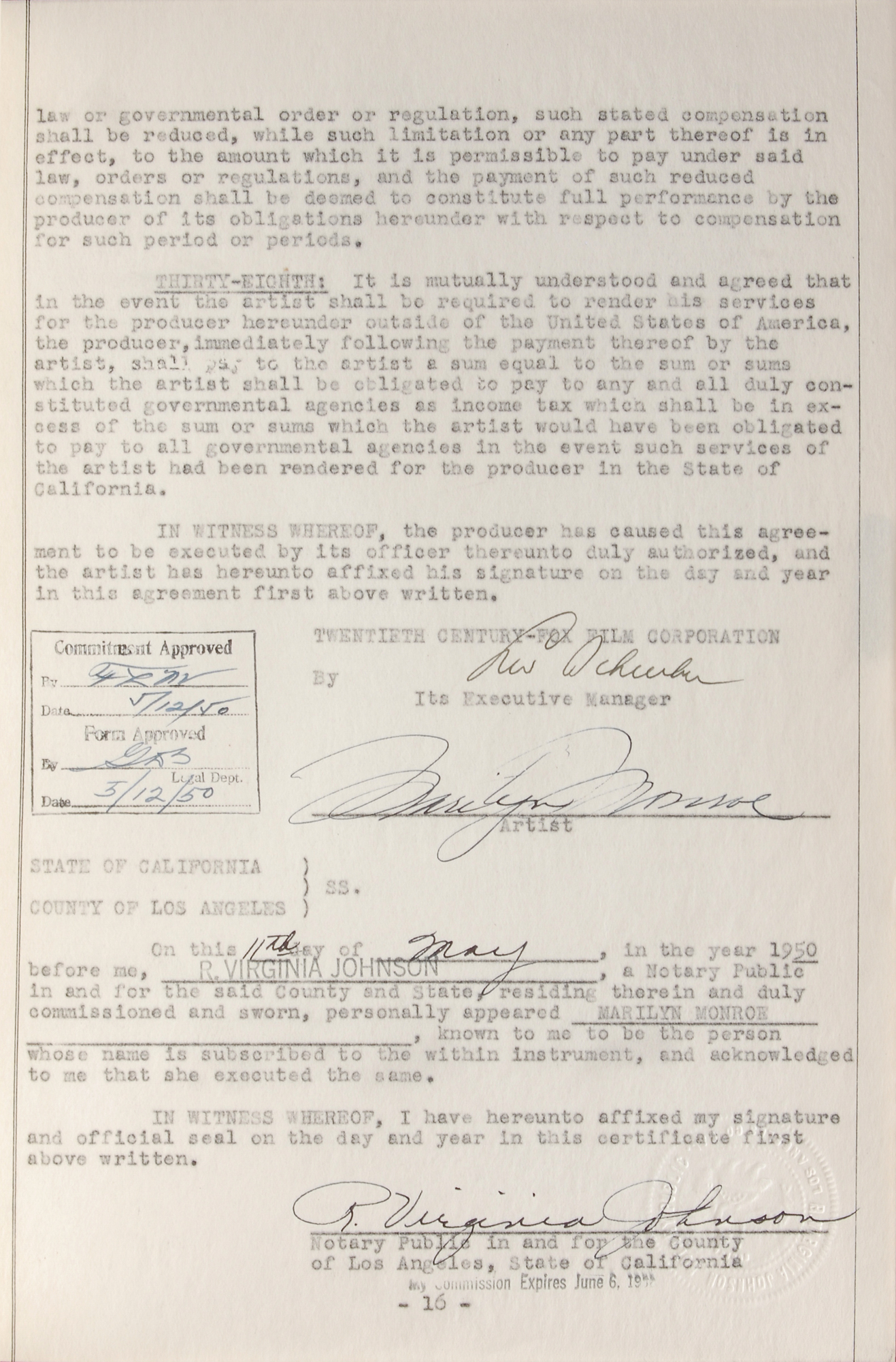 Lot #5031 Marilyn Monroe Document Signed Twice