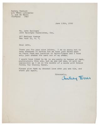 Lot #5020 Audrey Hepburn Typed Letter Signed 